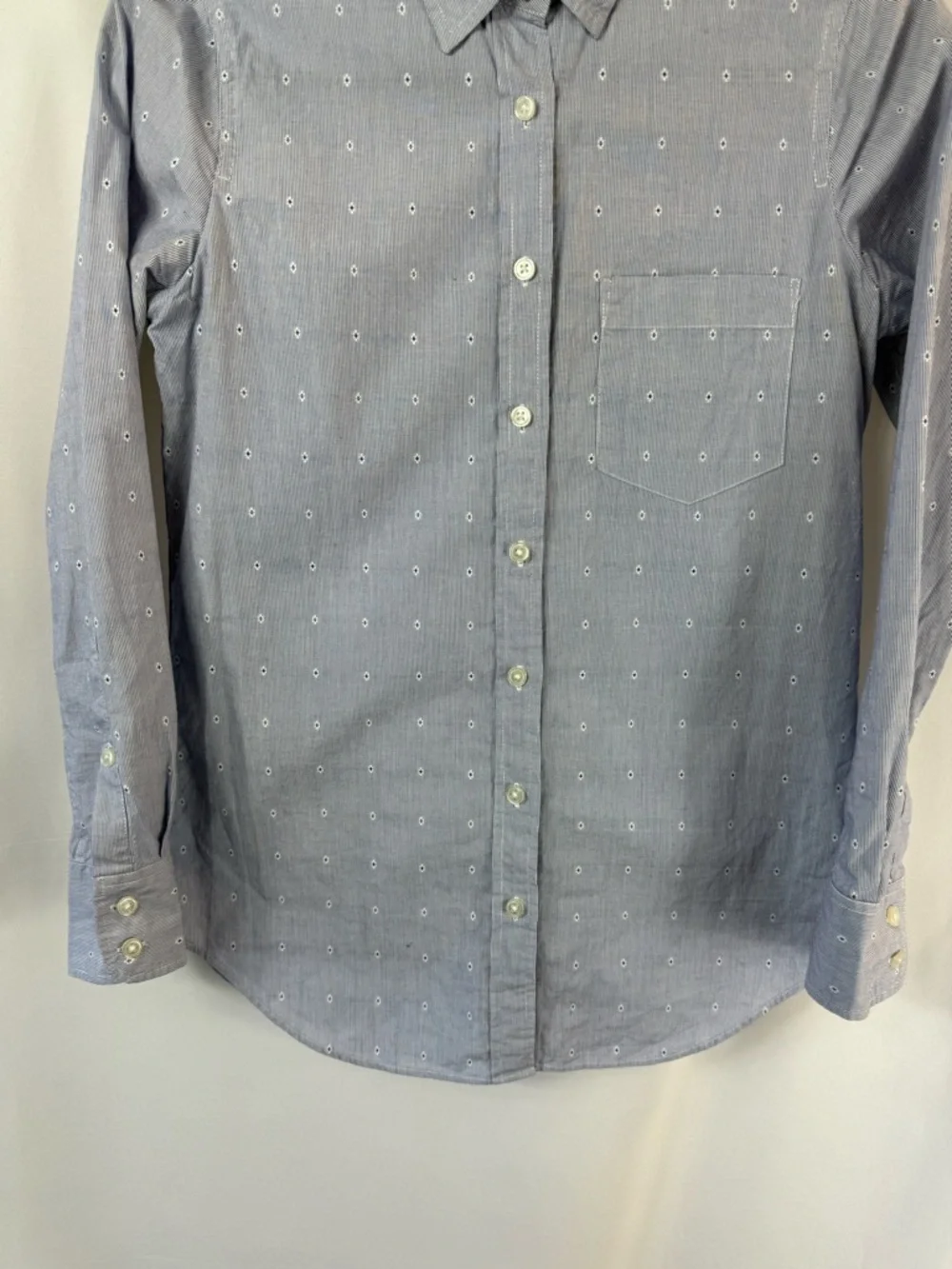 J. Crew Light Blue floral Print Cotton Button-Down Shirt size: XXS